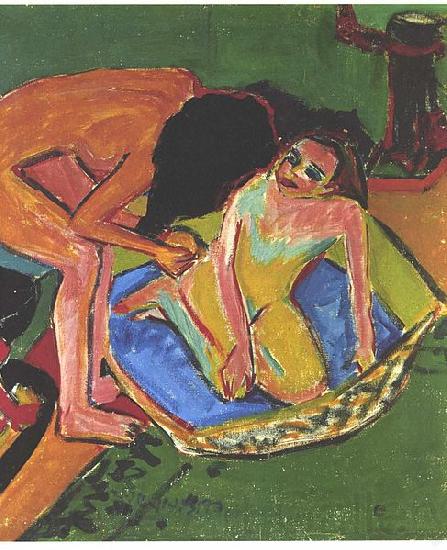 Ernst Ludwig Kirchner Marcella and Franzi in the atelier Germany oil painting art